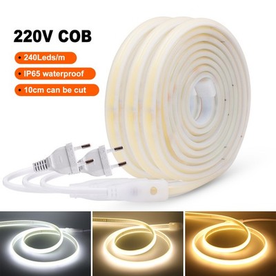 220V Wasserdicht Neon COB LED Stripe Streifen Band Lichtschlauch Lichterkette DE