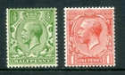 1913 GREAT BRITAIN GEORGE 5th 1/2d+1d MULTIPLE CYPHER WMK. FINE MINT FREEPOST UK