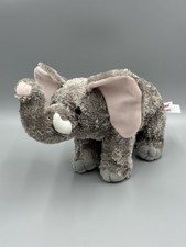 Aurora Elephant Plush Gray W/ Pink Inner Ears 11  Long Stuffed Jungle Animal