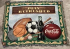 Vintage Coca-Cola "Play Refreshed" Throw Blanket Tapestry 64" X 46"