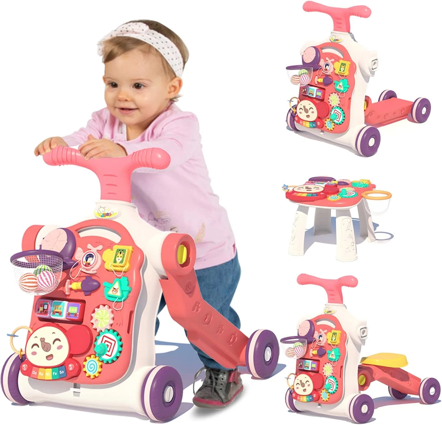 5-in-1 Baby Walker & Scooter for Girls, Red, 6-12 Months, Fun Activity Center
Opens in a new window