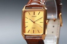 MINT Vintage SEIKO Spirit 7N01-5180 25mm Gold Dial Tank Quartz Uomo dal GIAPPONE