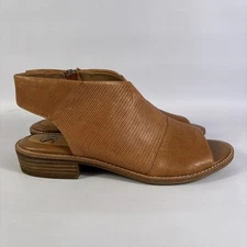 Sofft Natalia Womens Size 7.5m Luggage Slip On Zip Up Open Toe Heeled Sandals