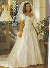 Vintage Ivory 1980s' Wedding Dresses History customsized Off Shoulder Applique