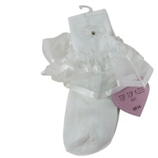 bobby socks White Lace Ruffle Socks For Girls Size 5-6