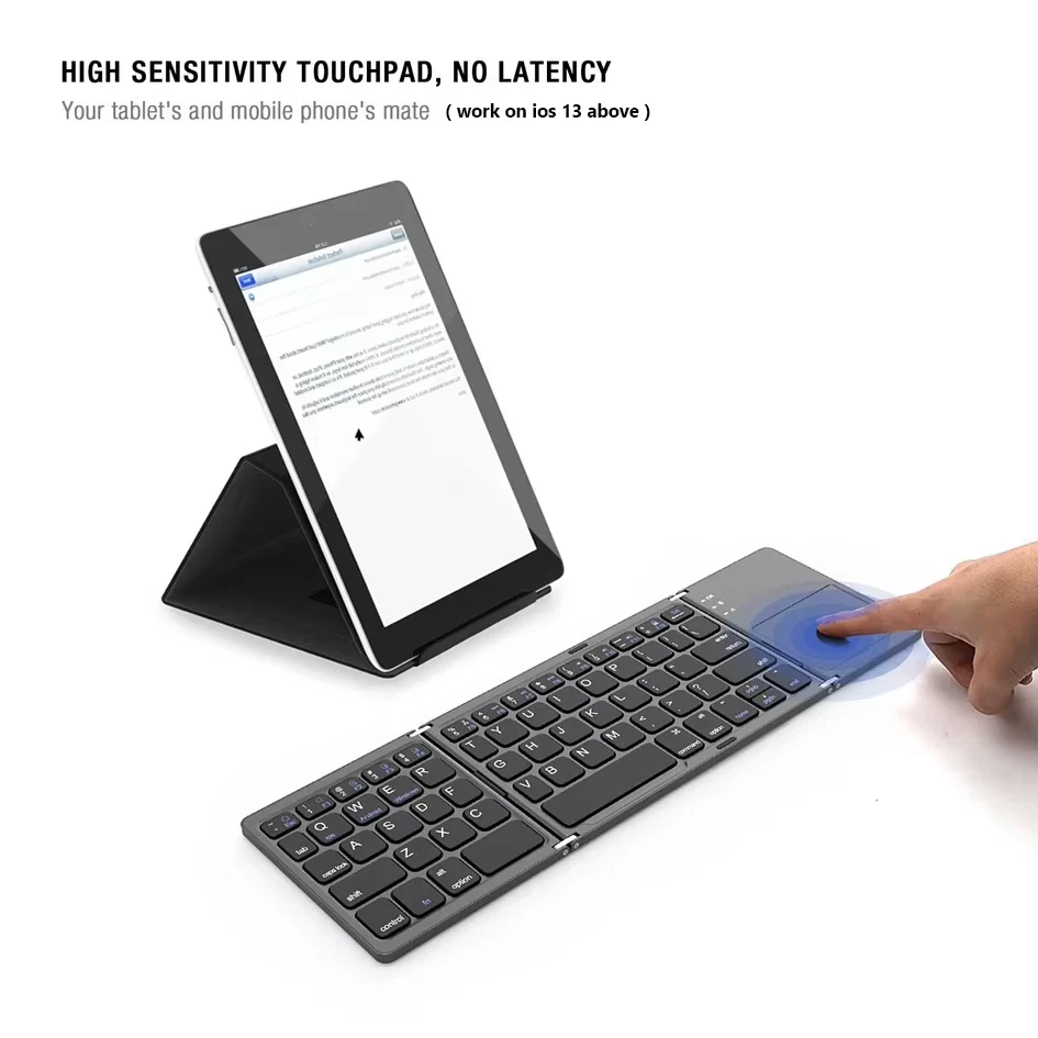 Portable Rechargeable Folding Wireless Bluetooth Keyboard,Universal Touchpad,Sui - Image 3 of 4