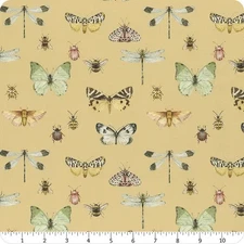Love Me More Flutter Yellow CD15632-Yellow Cotton Fabric By half yard
