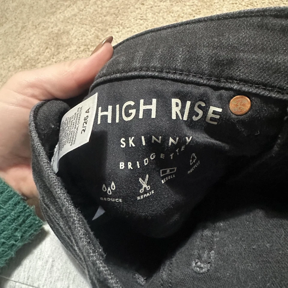 Jeans Lucky Brand para mujer 2/26 negros tiro alto Bridgette ajustados elásticos denim Foto 4 de 4