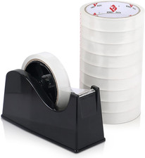 Desktop Tape Dispenser Fits 1"  3" Core with Transparent Tape Refills, Clear