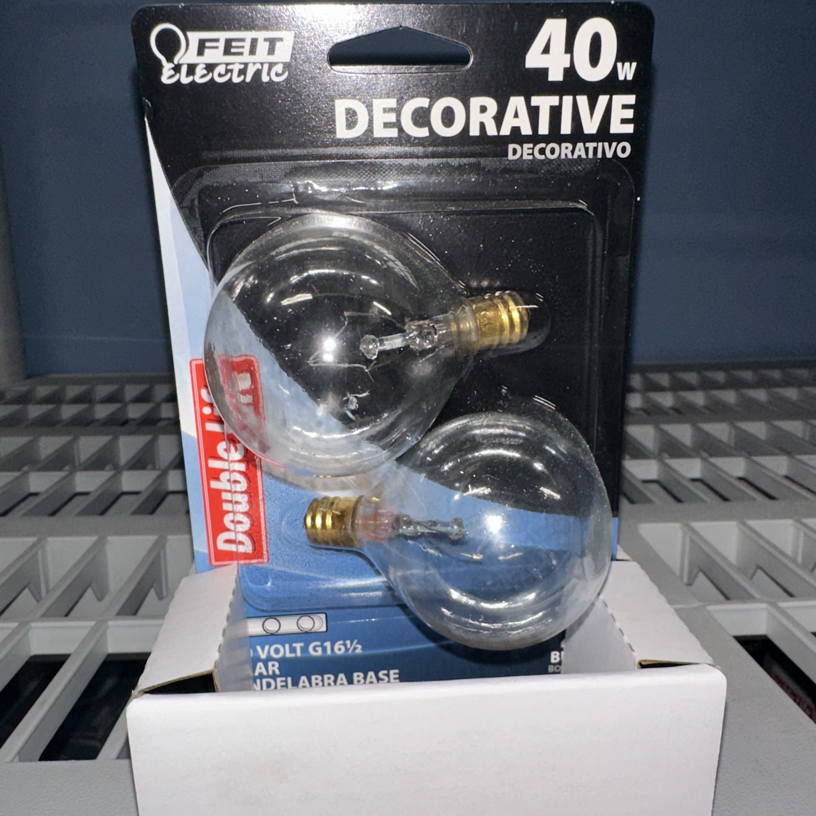 Feit Electric G16 1/2 40 Watt Clear Vanity Globe Light Bulb, 2 light bulbs