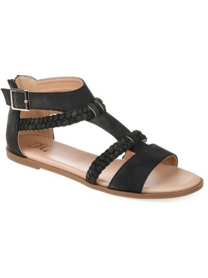 JOURNEE COLLECTION Womens Black Braided Straps Florence Open Toe Sandals 5.5