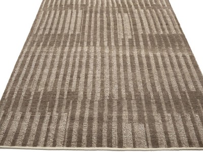 8x10 Hand-Knotted Bas-Relief Modern Oriental Rug Brown Wool Area Carpet