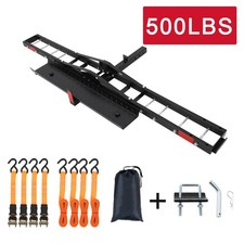 500 LBS Heavy Duty Motorcycle Hitch Carrier Universal Dirt Bike Rack with Ramp