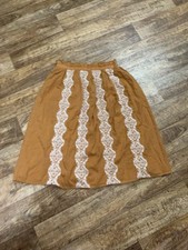 Polagram Mustard Embroidered Lined Skirt Sz S. AG-91