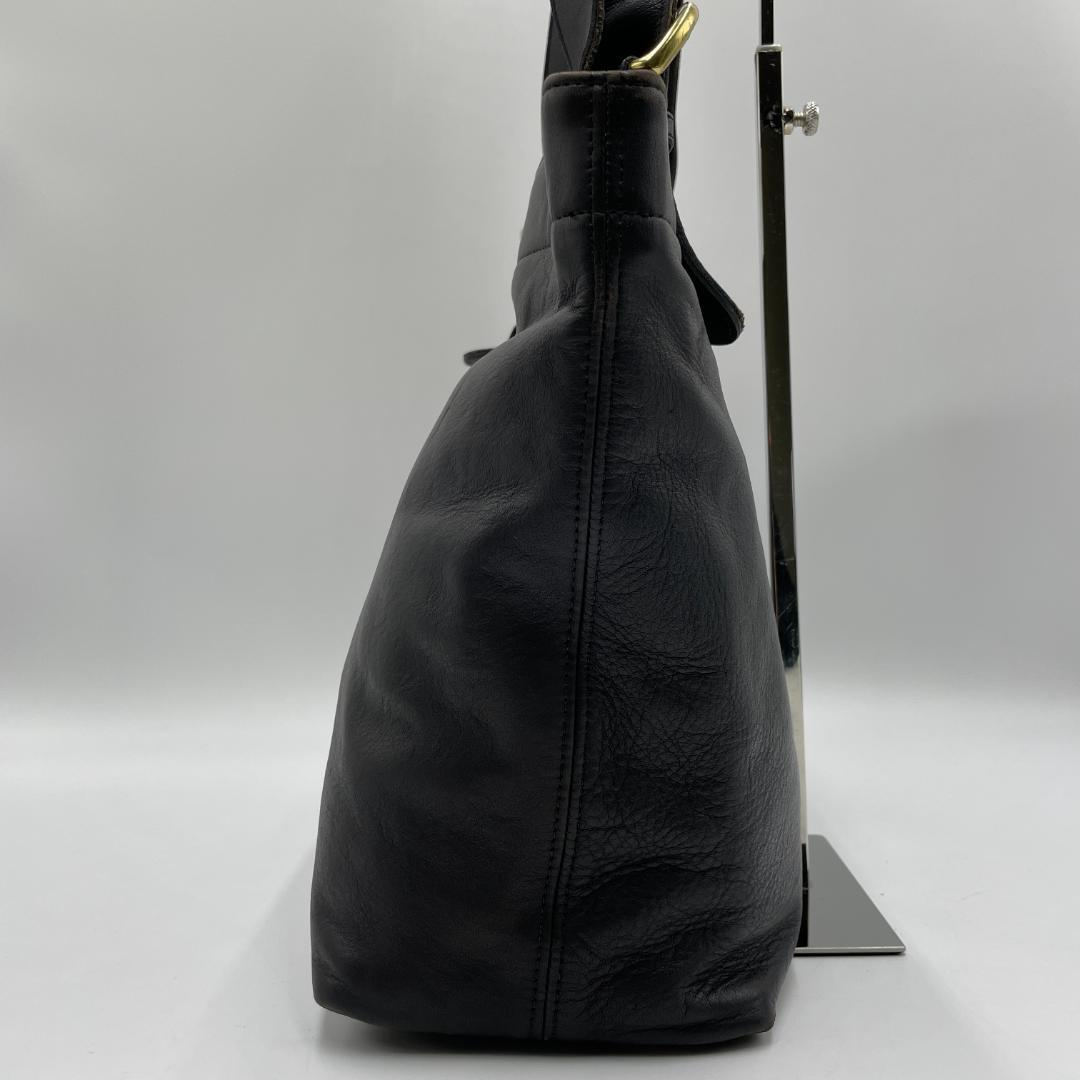 OLD COACH Vintage Shoulder Tote Bag Leather 4140 Black Used From