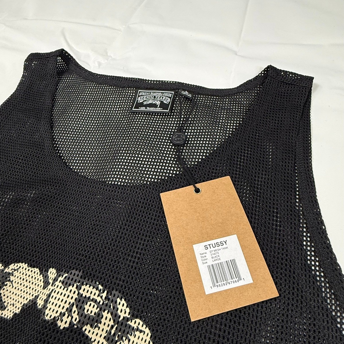 Stussy x Denim Tears DT Mesh Tank Top Black Graphic 314070 Mens