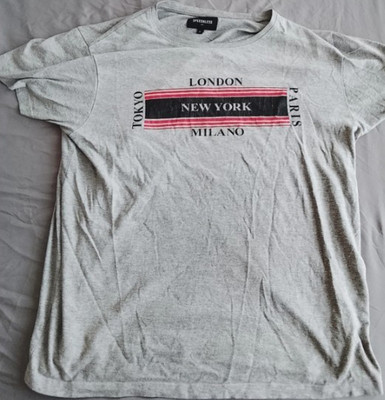 Speechless Herren T-Shirt grau, Größe L, Städte-Druck, Kurzarm, Rundhals