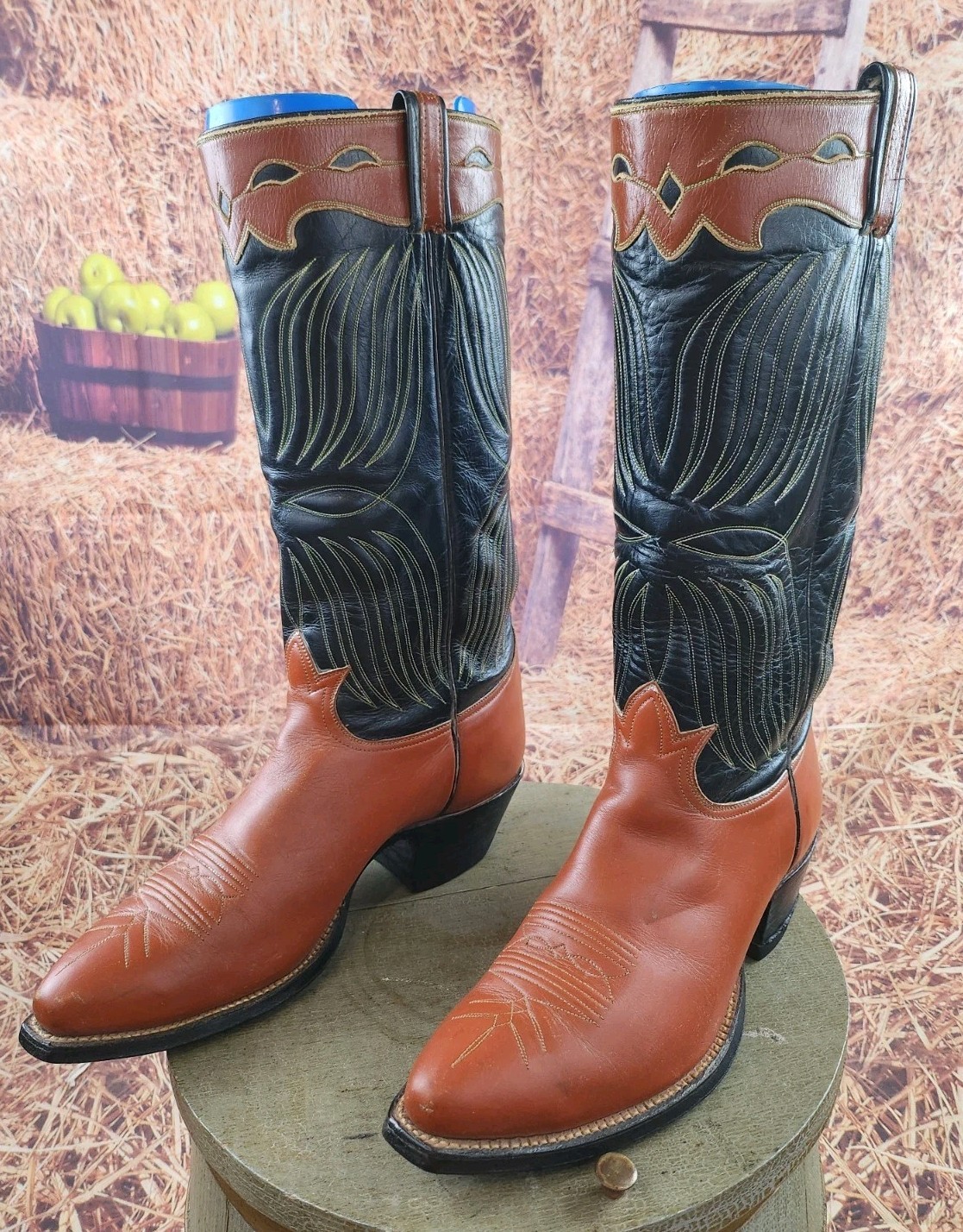 Men's Cowboy Western Boots Historic Handmade Tony Lama Calf 1955 Tall Top 10 D