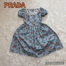 PRADA Dress 38 Surf Pattern Spring Summer Light Blue Short Sleeve