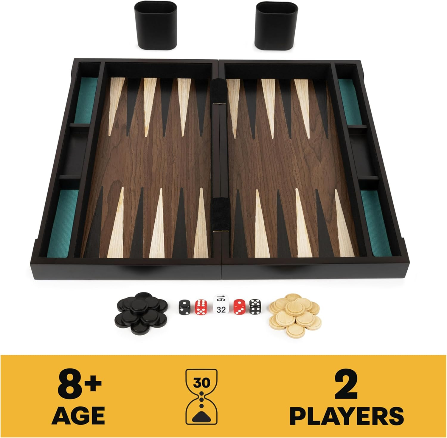 Spin Master Games Legacy Deluxe Wooden Backgammon Classic 2-Player Original Boar