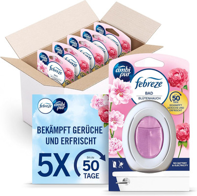Febreze Bad Lufterfrischer, Blütenhauch, 5 Stück, Kontinuierliche Geruchsbekämpf