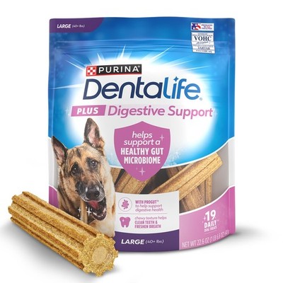 Plus Digestive Support Dog Treats for Large Dogs 40 lbs. and up, Cleans Teeth...