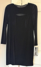 JONES NEW YORK Little Black DRESS Velvety Chest Cut-Out Elegant Sz 14 Petite NWT