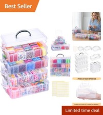 Portable 4-Tier Storage Case with 88 Clear Organizer Boxes for Easy Crafting