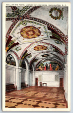 Hall Of The Poets Library Of Congress Washington DC Vintage Postcard