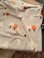 Halloween Ghost Pumpkin Blanket 44 x 58 in Gray Orange White Black