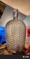 ⭐️Beautiful Antique 1880s Quart Size S.C.A Basket-Weave  Tooled Top Flask. 