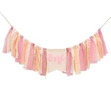 Girl Pink Theme 1st Birthday High Chair Banner - Boho First Birthday Cake Sma...