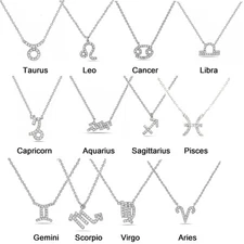 LaTisoro Cubic Zirconia Zodiac Horoscope Sign Necklace with CZ Stones