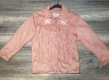 Fornia Kids Pink Fringe Suede Jacket American Stars Button Up XL 14