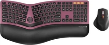 ProtoArc EKM01 Plus Ergo Wireless Keyboard Mouse Combo BT USB – Wine Red