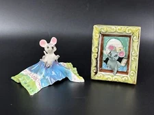 2 Lipper & Mann Eda Original Japan Mouse In Frame Mouse In Rug Figurines W Tags