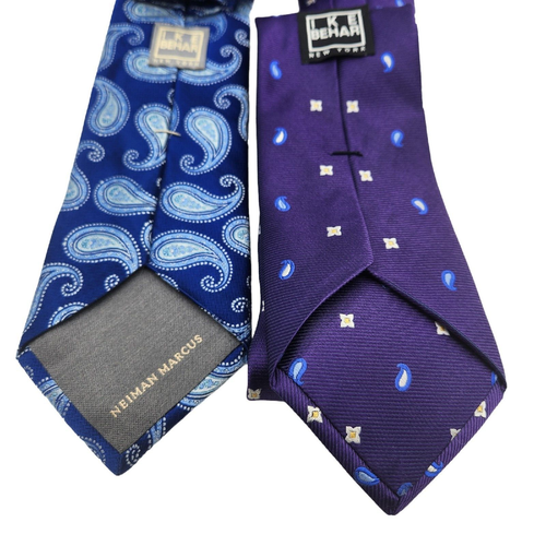 Lot of 2 Men's IKE Behar New York Neckties 100% Silk 1 Blue & 1 Purple - Picture 4 of 8
