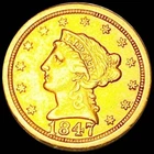 1847-O Liberty GOLD $2.50 Quarter Eagle Error Coin Rotated Die