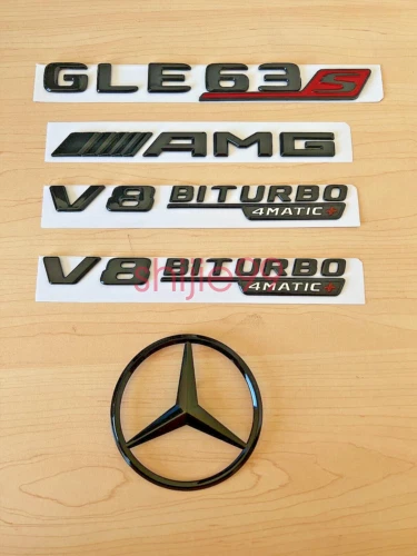 Negro Brillante ROJO GLE63S AMG V8 BITURBO 4MATIC+ Estrella Baúl Emblema Insignia V167 19-23 Foto 2 de 4