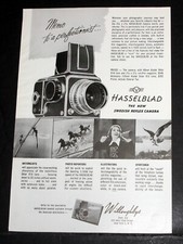 1951 OLD MAGAZINE PRINT AD, HASSELBLAD, NEW SWEDISH REFLEX CAMERA, PERFECTION 