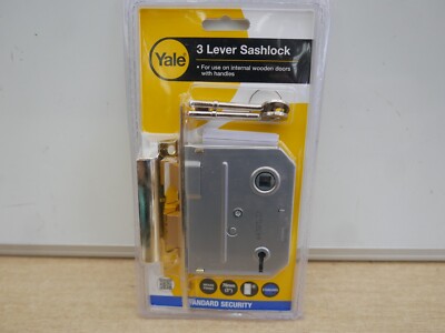 Yale M320 3'' 78 mm 3 HEBEL MORTICE SCHRAUBENSCHLOSS MESSING-OBERFLÄCHE