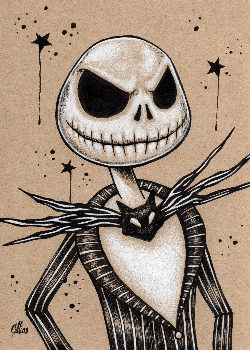 Nightmare Before Christmas Jack Skellington drawing art print Halloween  SIGNED