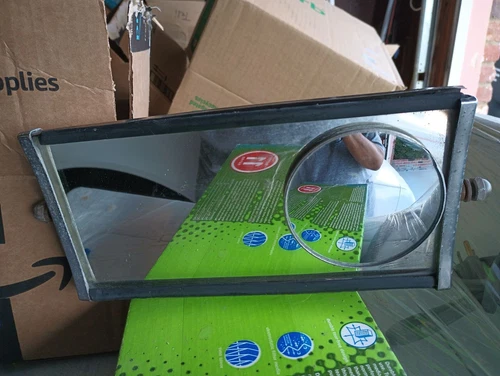 One set used silver square metal truck mirrors side