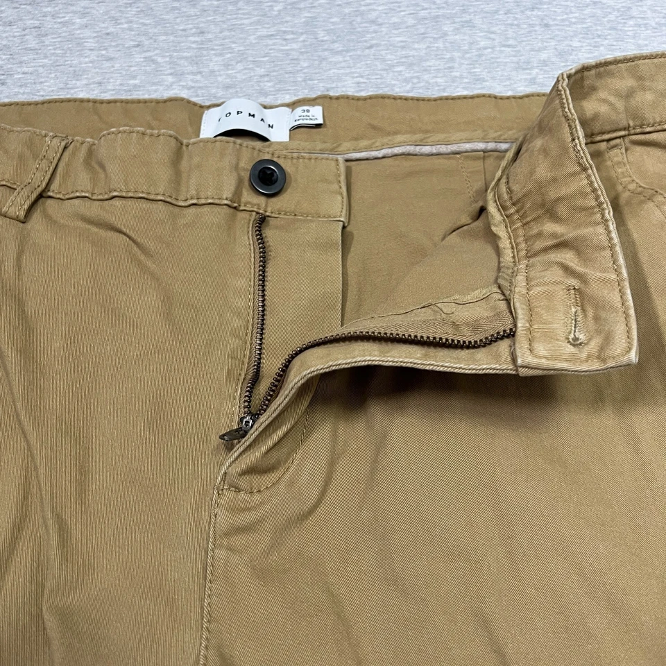 Pantalones Cortos Topman Para Hombre 38 Tostado Moderno Club Caqui Estilo Chino Elástico Dobladillo Enrollado 7.5" Foto 4 de 4