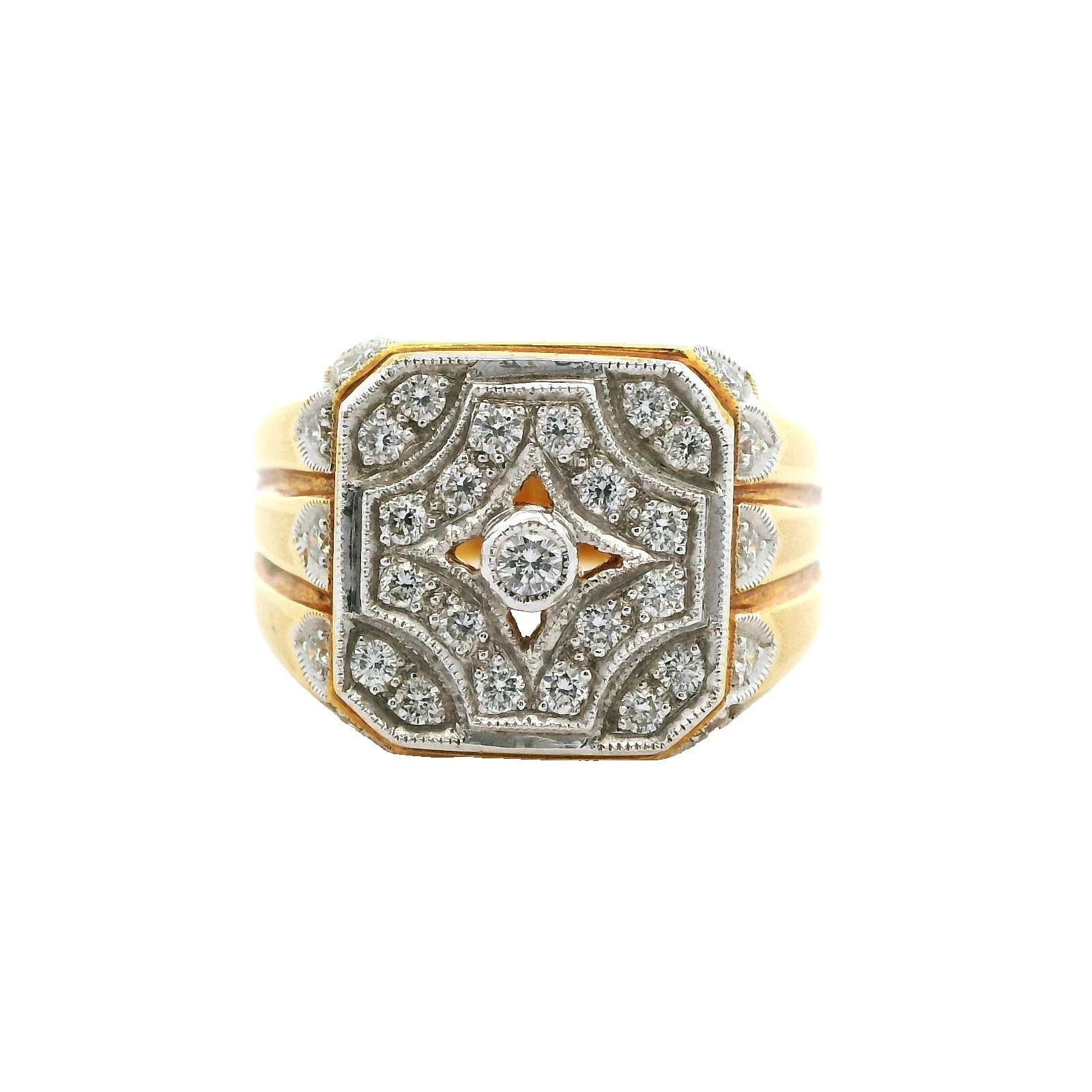 图章黄金 18k 戒指男士