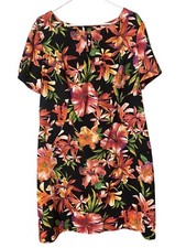 Alyx Floral Dress Womens 16W Midi Zipper Multicolor Keyhole Stretch Career Comfy