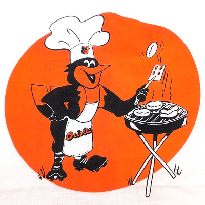 Baltimore Orioles BBQ Apron Bar-B-Que, Some Small Marks See Photos 2 Pockets Vtg