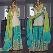 New Designer Embroidery Sharara Suit for Womens Indian Pakistani Functions Use