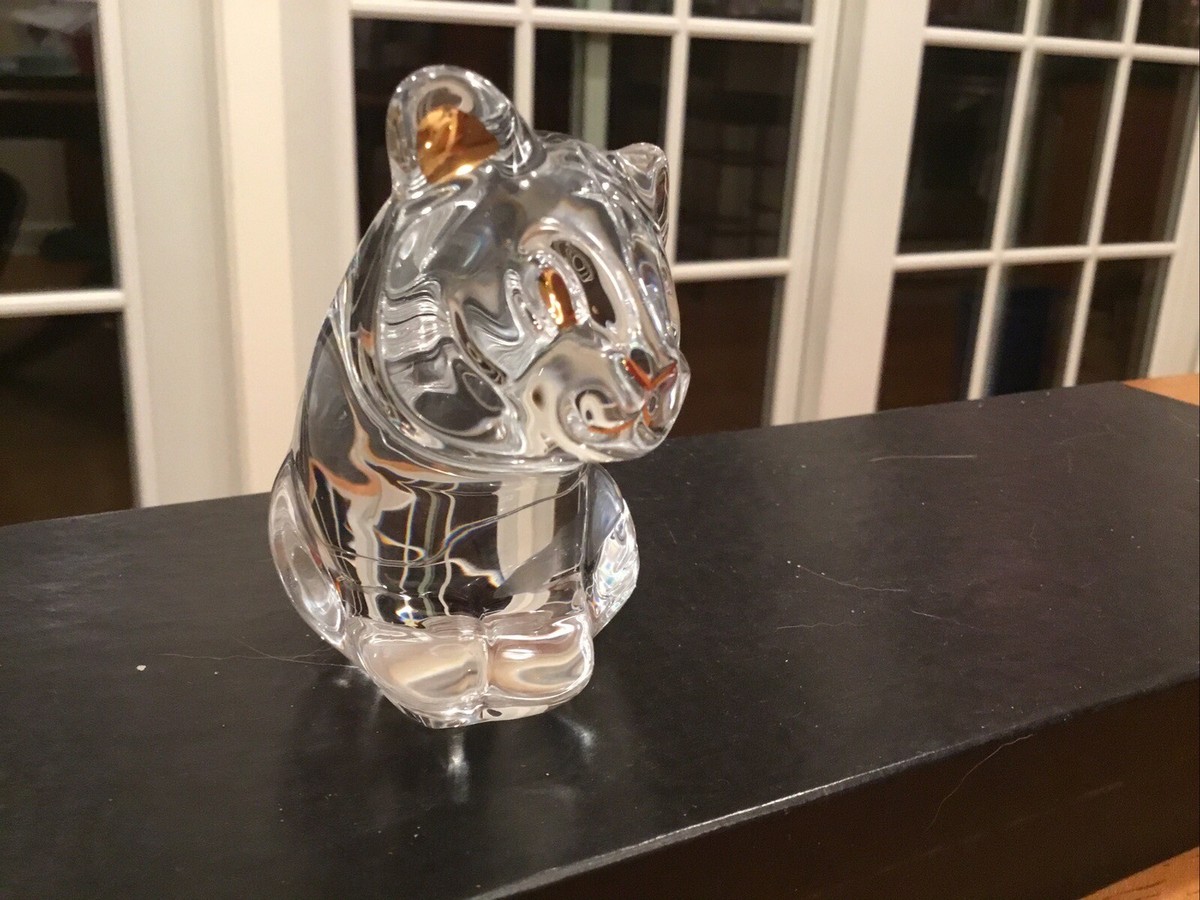 Baccarat ミニマルズ タイガー クリア Baccarat Minimals Tiger in Clear Crystal with Gold Eyes Mint In