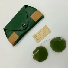 MidMod Aviator Green Clip On Sunglasses Calobar American Optical Pilot Steampunk